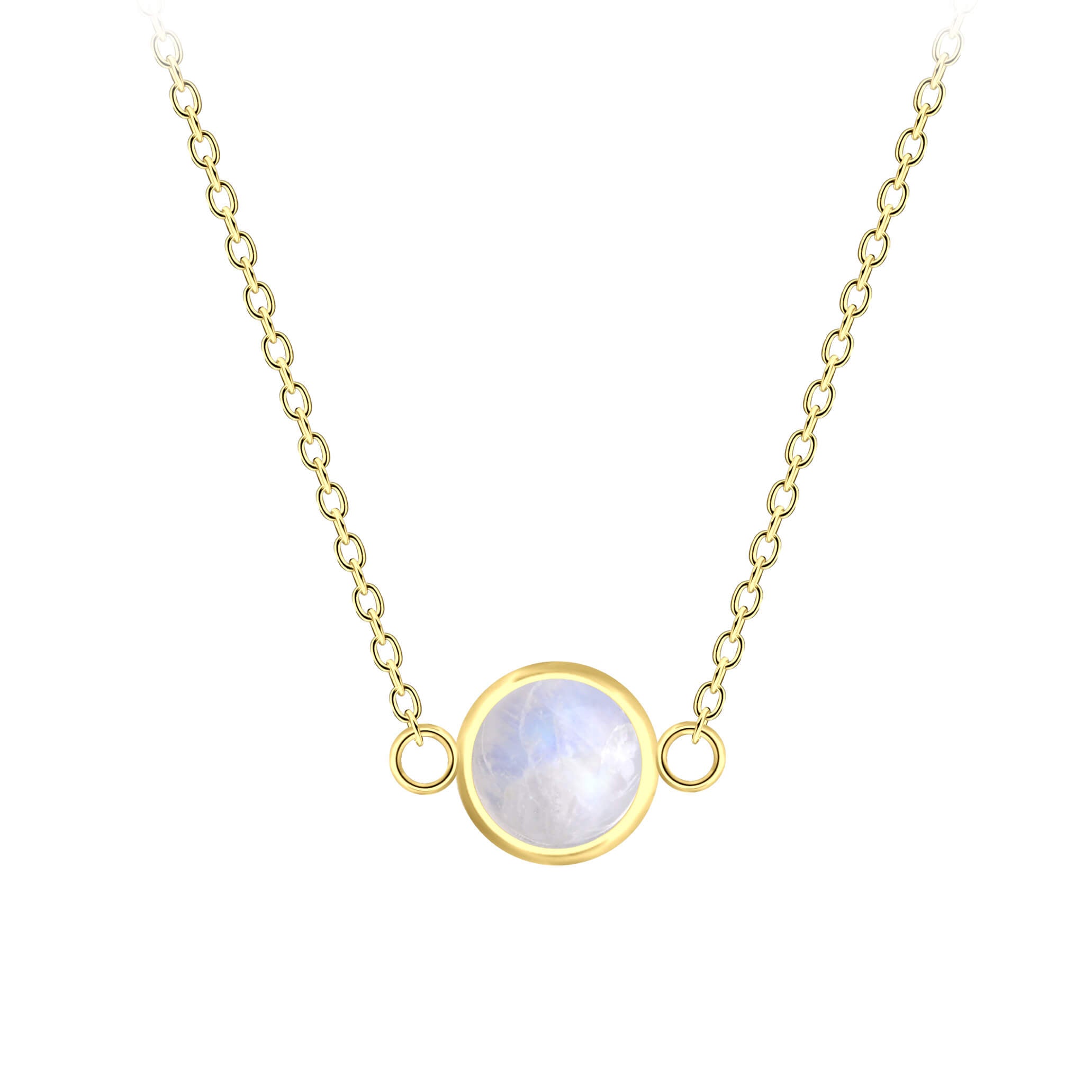 Sterling Silver 14kt Yellow Gold Plated Rainbow Moonstone Necklace