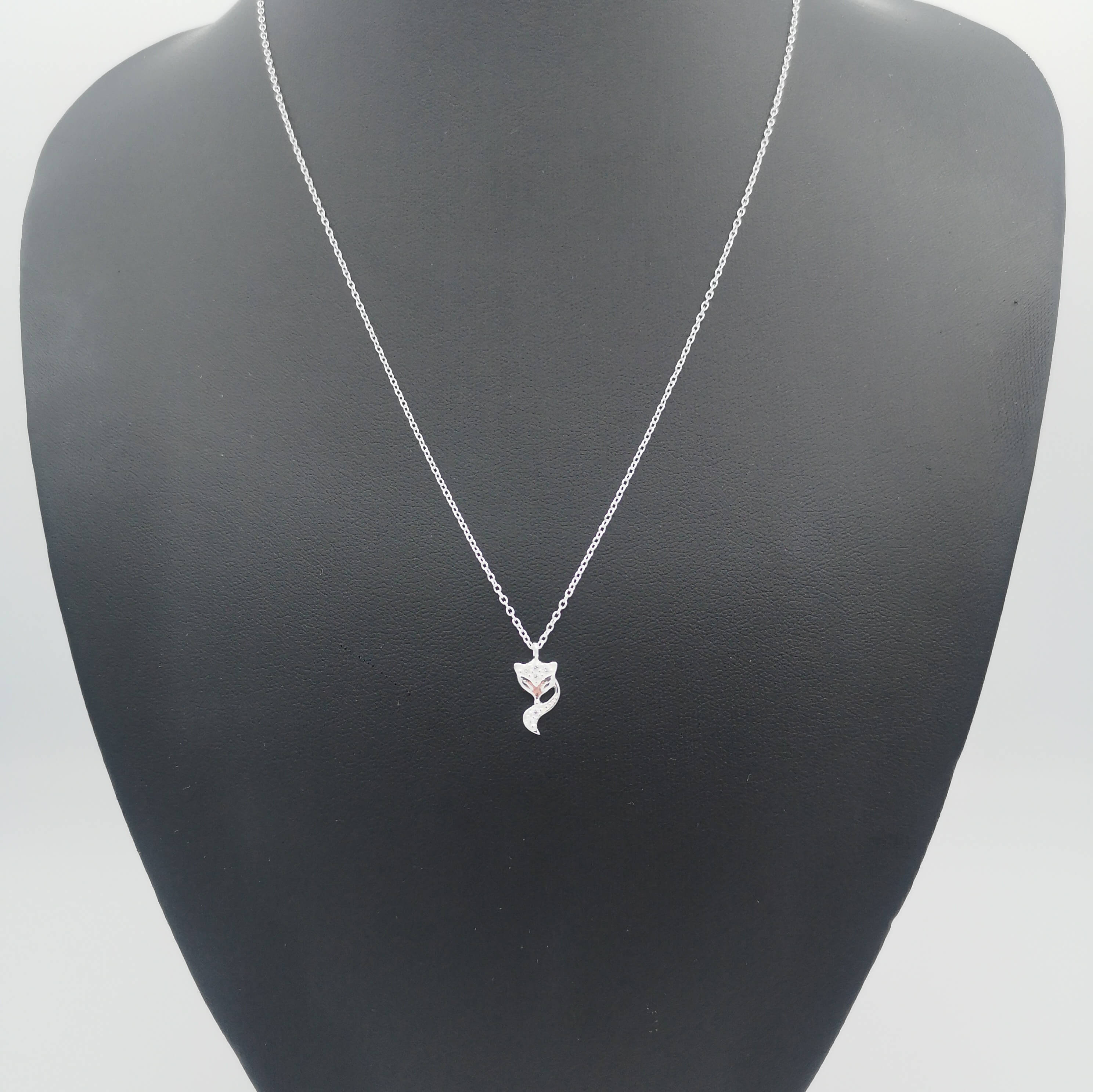 Sterling Silver CZ Fox Necklace