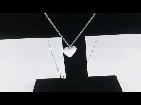 Sterling Silver Heart Disc Necklace
